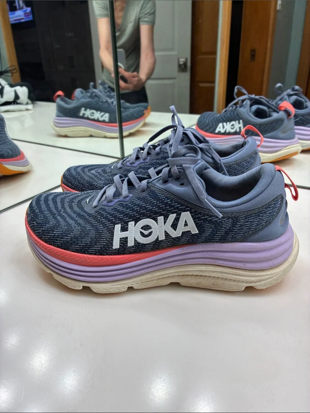 Hoka One One Gaviota 5 Anchor/Grapefruit Sneakers Size 9 B - Picture 4 of 9